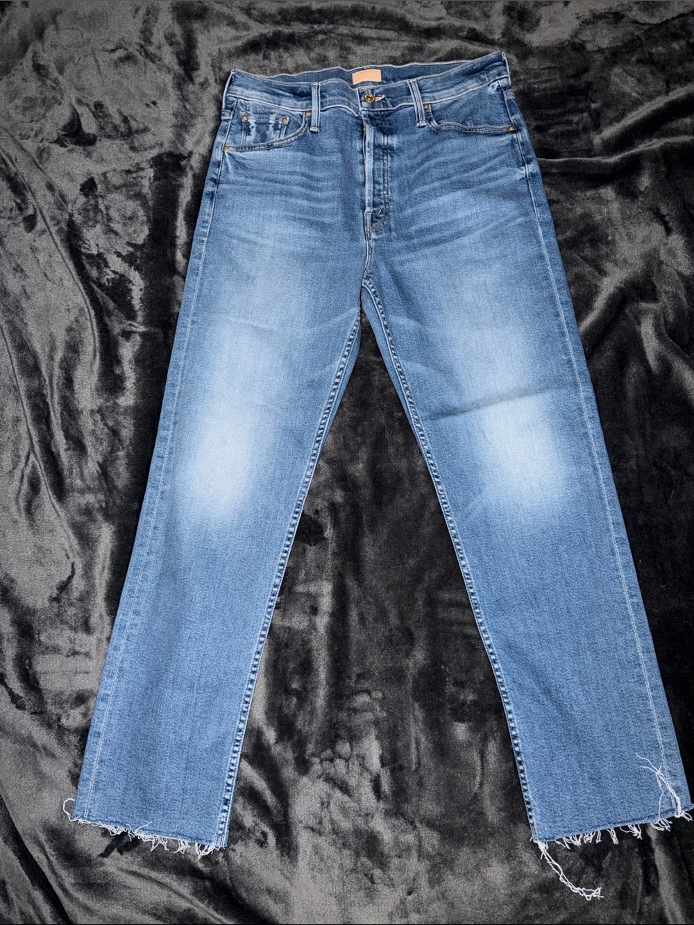 MOTHER Denim Jeans Tomcat Flood - Medium Blue with Copper Rivets